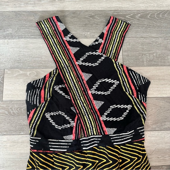 Anthropologie Elevenses Amapa Black Tribal Print Crossfront Wide Leg Jumpsuit 8 - Picture 4 of 16